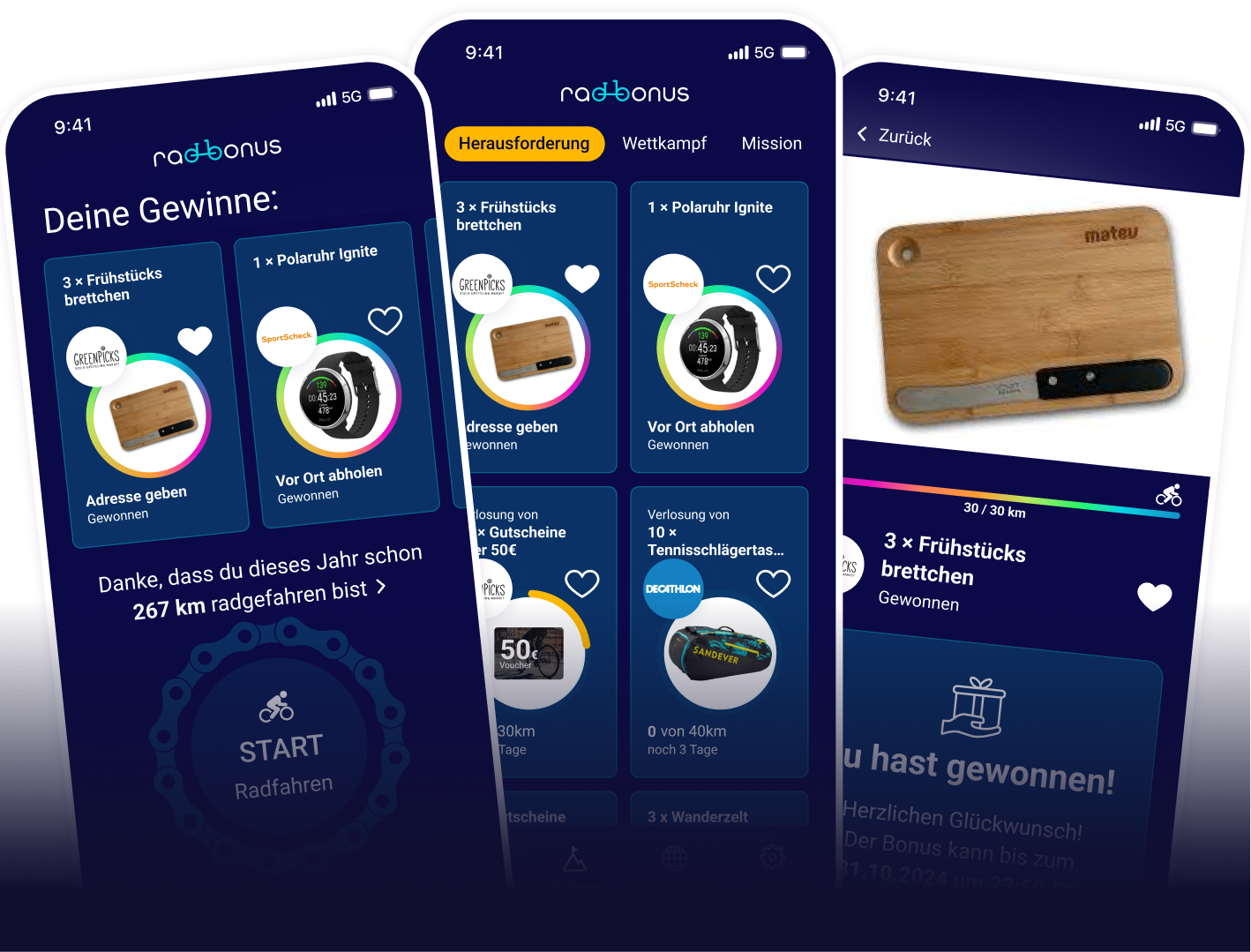 Radbonus App Screens